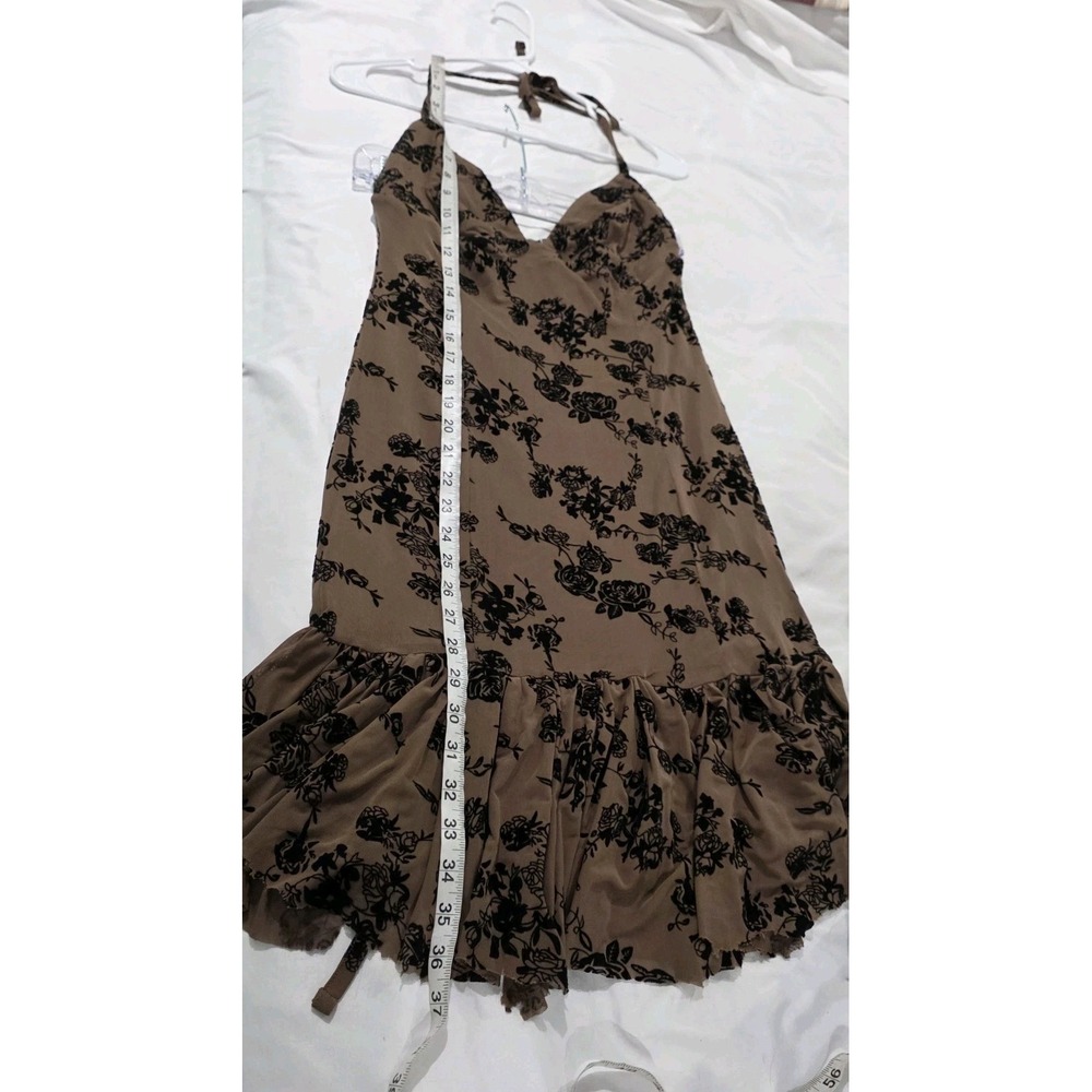Delias Womens Halter Mesh Floral Dress Size Large Brown Fairy Grunge - Picture 5 of 8